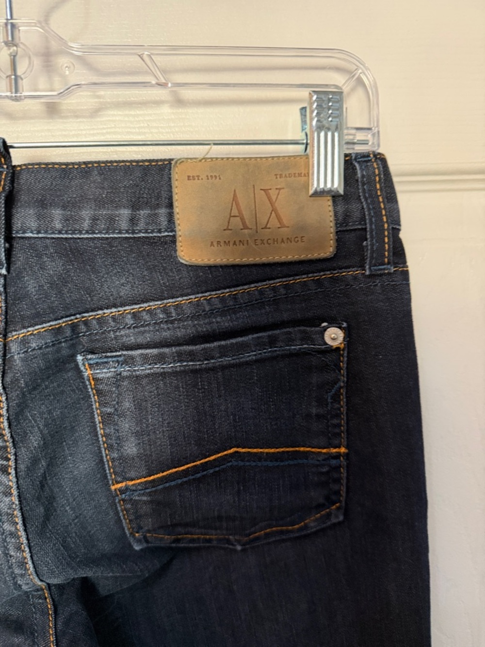 Armani Exchange Dark Indigo Jeans with Orange Stitching